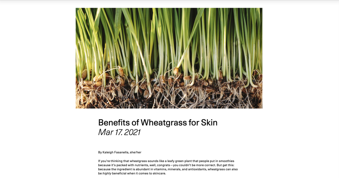 Benefits of Wheatgrass for Skin
